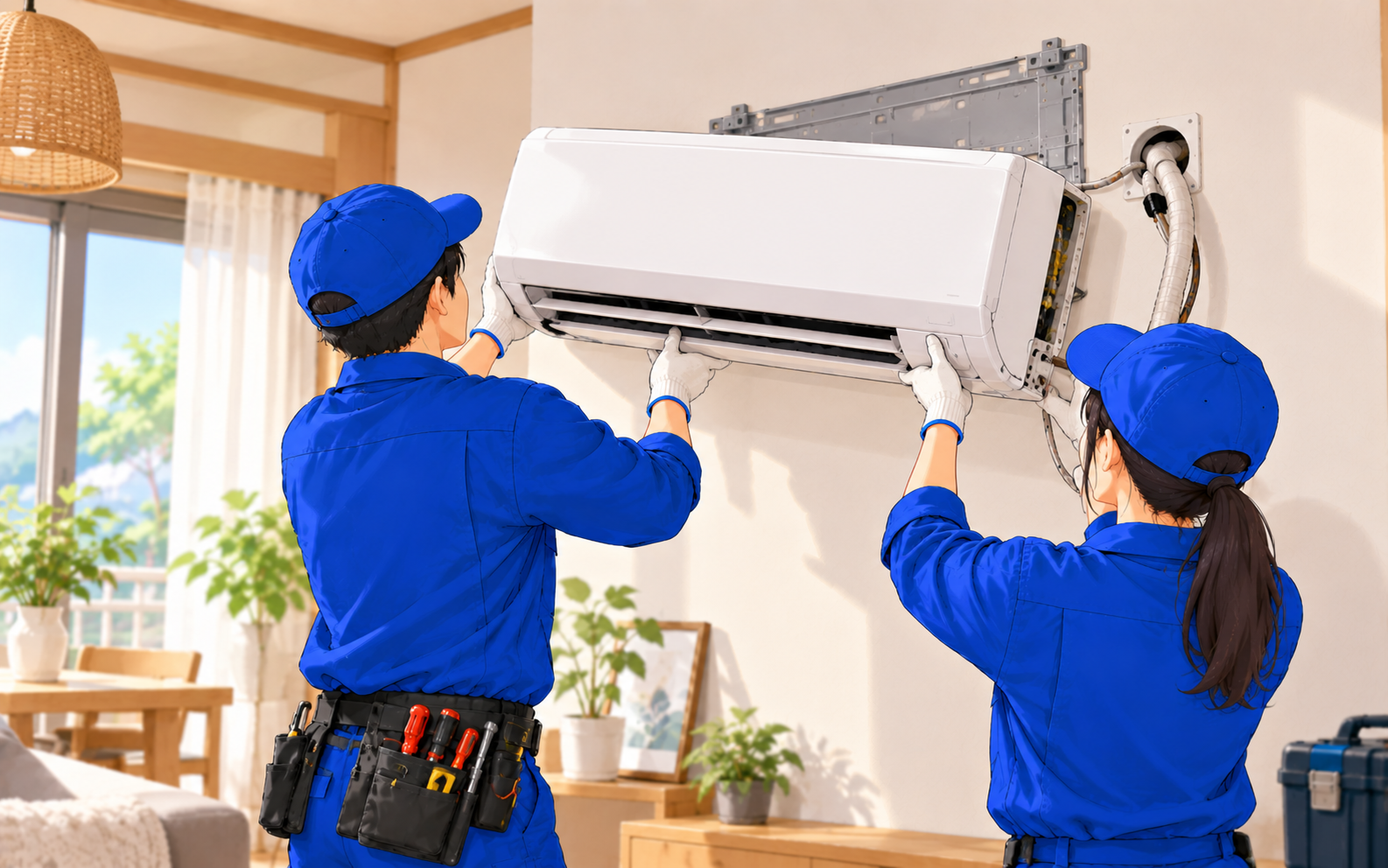エアコンの室内機と室外機（イメージ）